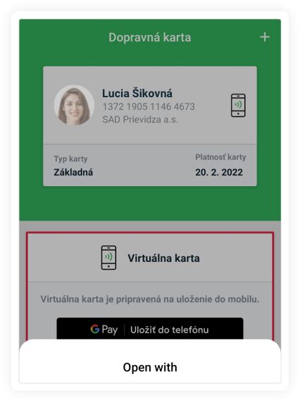 Ilustrácia virtuálnej dopravnej karty v mobile