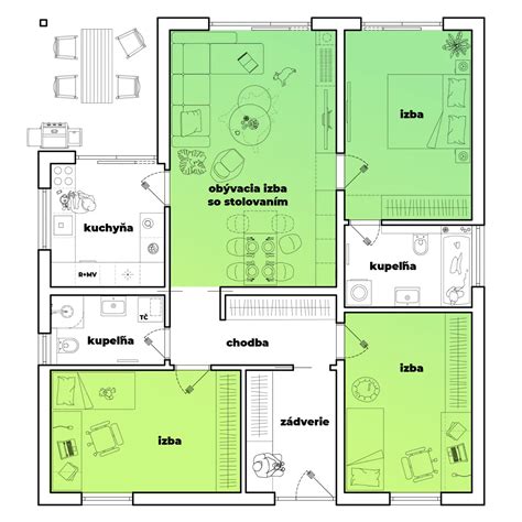 Interiér obytnej miestnosti v centre