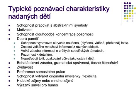 Charakteristiky nadaných detí