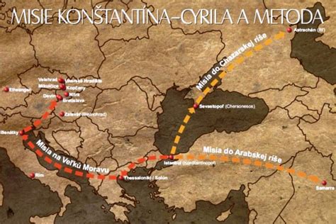 Mapa misie Cyrila a Metoda