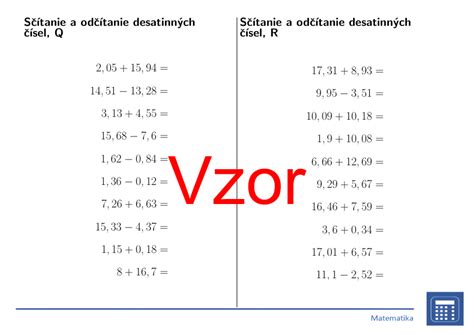 Sčítanie desatinných čísel s zarovnanou čiarkou