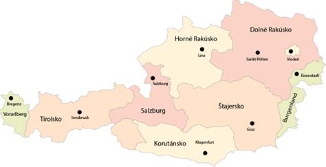 Mapa Rakúska s vyznačeným mestom Braunau am Inn