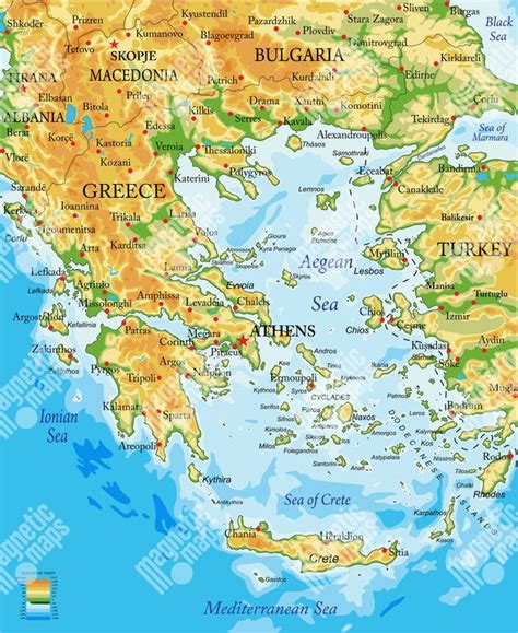 Mapa Grécka s ostrovom Kréta