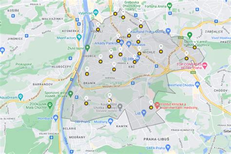 Mapa Považskej Bystrice s vyznačenými materskými školami