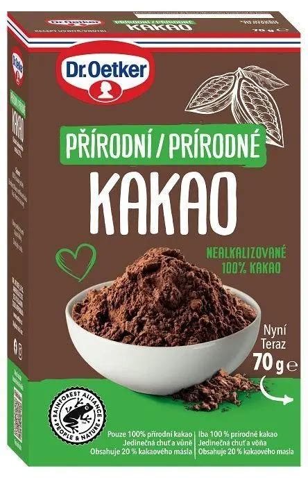 Obrázok kakaových bôbov a kakaového prášku