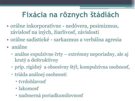Schéma psychosexuálnych štádií podľa Freuda s dôrazom na orálne štádium