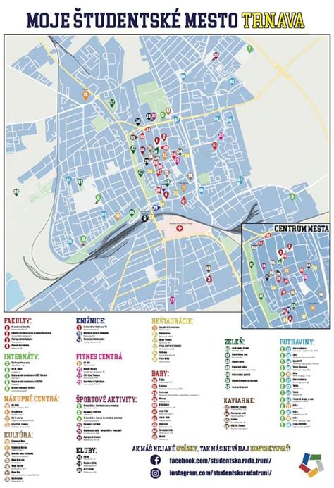 Mapa s vyznačenými úradmi v Trnave