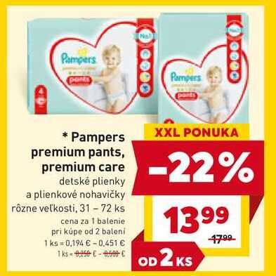 Rôzne veľkosti a typy plienok Pampers