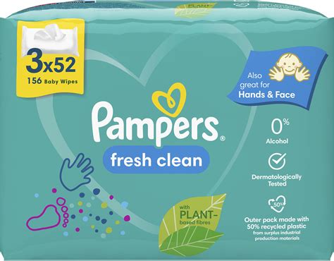 Infografika o zložení a benefitoch vlhčených utierok Pampers Fresh Clean