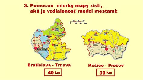 Mapa zobrazujúca vzdialenosť medzi mestami na Slovensku