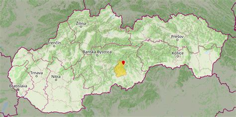 Mapa regiónu Kokava nad Rimavicou so vyznačeným vrchom Slopovo