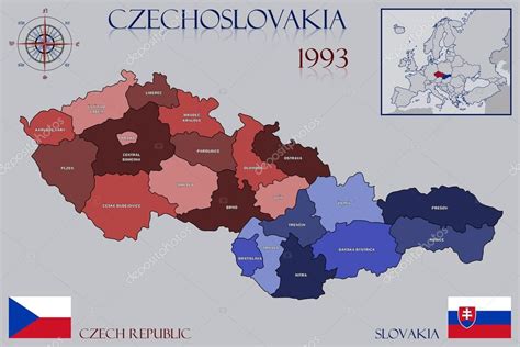 Mapa Československa s krajinským delením