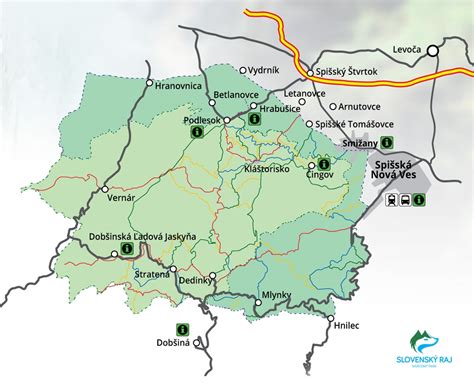 mapa atrakcií Slovenského raja