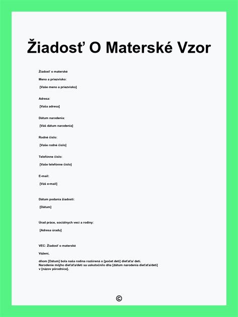 Dokumenty potrebné k žiadosti o materské