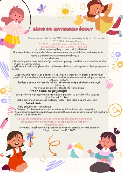 Infografika o procese prijímania detí do materskej školy