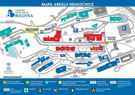 Mapa nemocnice s vyznačením pavilónu č. 4