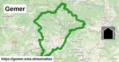 Mapa regiónu Horné Gemer