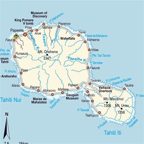 Mapa Tahiti a okolitých ostrovov