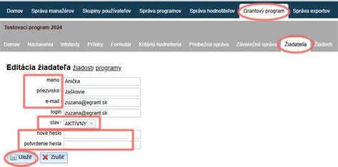 Dopĺňanie údajov žiadateľa na slovensko.sk