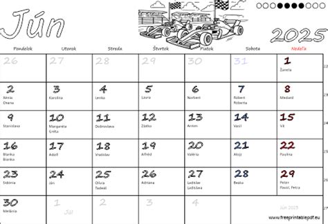 Ilustrácia kalendára s vyznačenými meninami