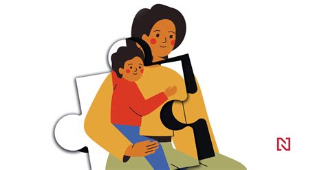Ilustrácia matky s dieťaťom a symbolmi práce a starostlivosti.
