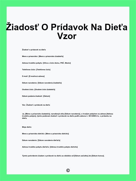 Schéma procesu podania žiadosti o prídavok na dieťa