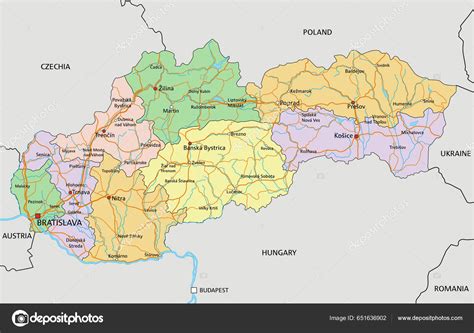 Mapa Slovenska s vyznačenými regiónmi a príslušnými úradmi práce