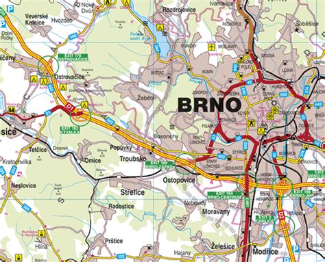 Mapa Brna s vyznačenými klinikami asistovanej reprodukcie