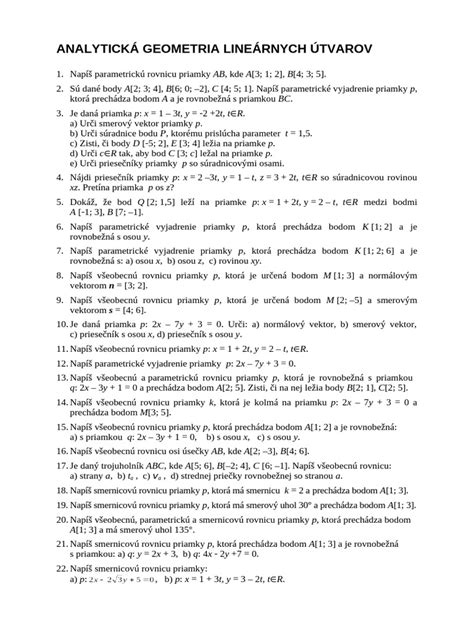 Analytická geometria objekty
