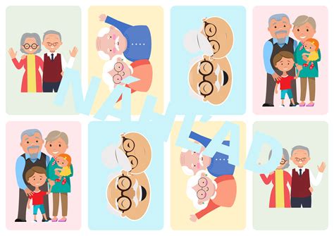 Ilustrácia starých rodičov s vnúčatami