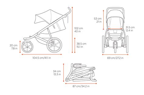 Infografika porovnávajúca rozmery a hmotnosti častí kočíka RIKO BASIC
