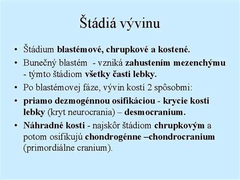 Štádiá embryonálneho vývinu