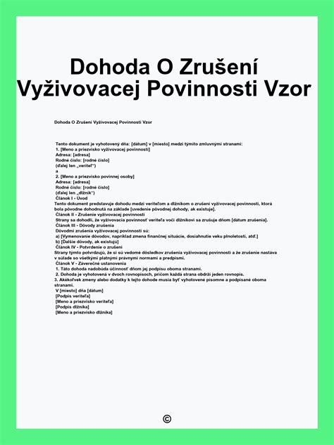 Schéma zániku vyživovacej povinnosti
