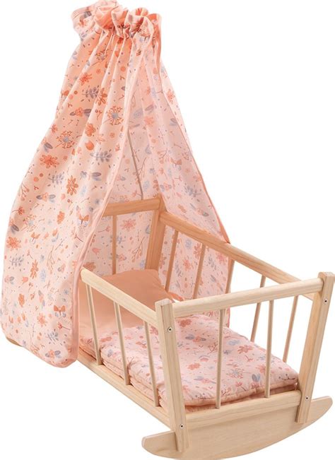 Drevená kolíska pre bábiky Tidlo s bábikou