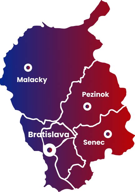 Mapa Považskej Bystrice s vyznačenými komerčnými zónami