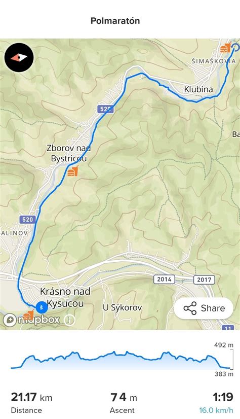 Mapa trate Beh do vrchu Plejsy