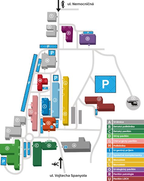 Mapa areálu Fakultnej nemocnice Trenčín