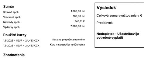 Tabuľka porovnávajúca lehoty pre vyúčtovanie pracovných ciest