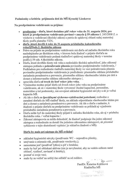 Schematické znázornenie procesu prijímania do MŠ