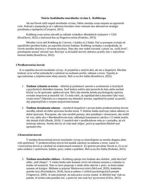 Ilustrácia Kohlbergových štádií morálneho vývinu