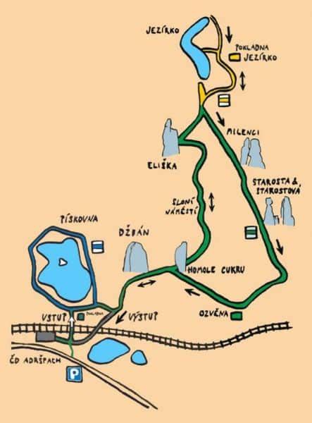 Mapa turistického okruhu Tlstá a Ostrá