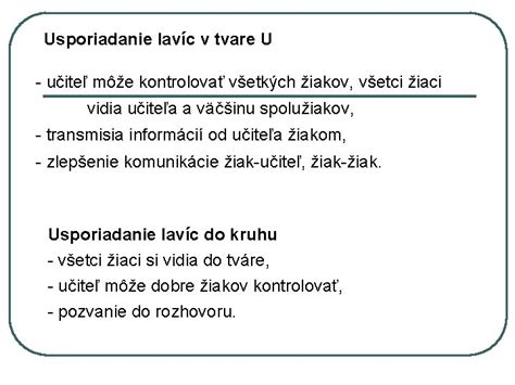 Usporiadanie lavíc v triede