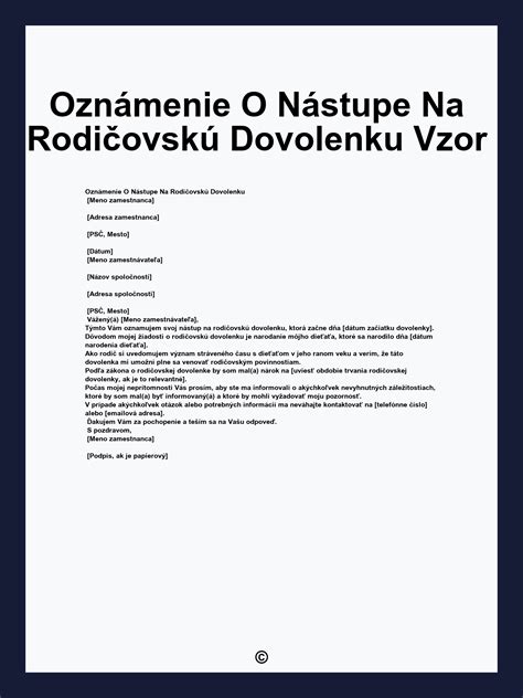 Žena oznamuje zamestnávateľovi nástup na rodičovskú dovolenku