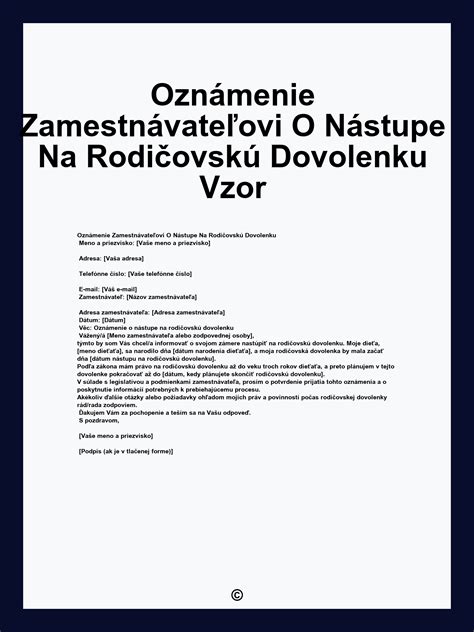 Vzor žiadosti o rodičovskú dovolenku