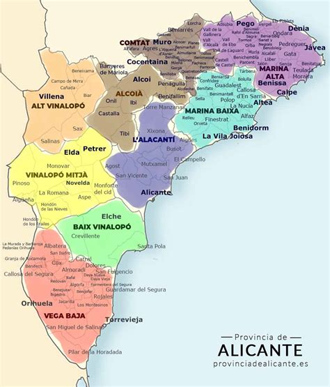 Mapa Španielska s vyznačeným Alicante