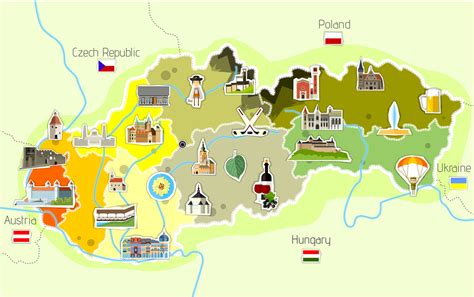 Mapa Podhájskej s vyznačenými atrakciami