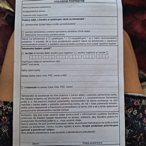 Tlačivo žiadosti o tehotenské