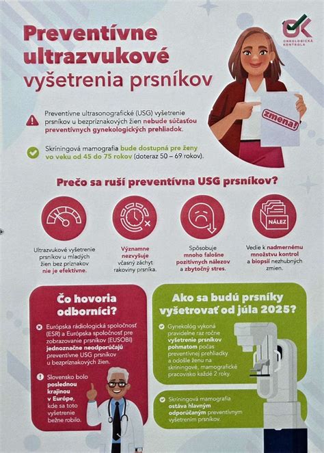 Infografika s odporúčaným rozvrhom preventívnych prehliadok