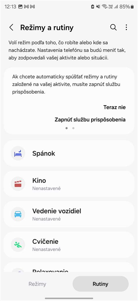 Príklady večernej rutiny