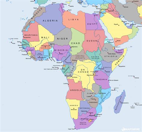 Mapa Afriky s vyznačenými Keňou a Etiópiou